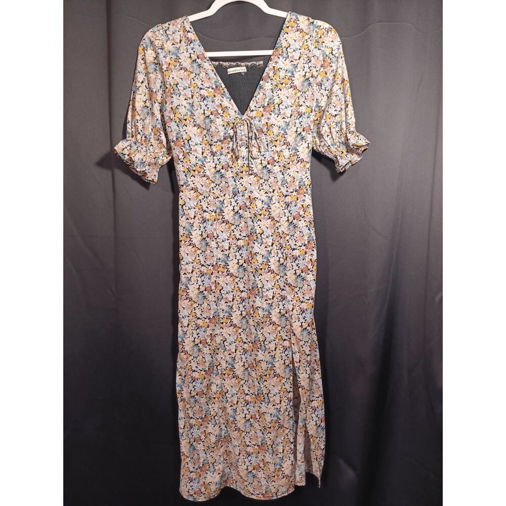 Abercrombie Fitch Floral Ruffle Midi Dress XXS Spring Easter Cottage Feminine - Picture 2 of 7